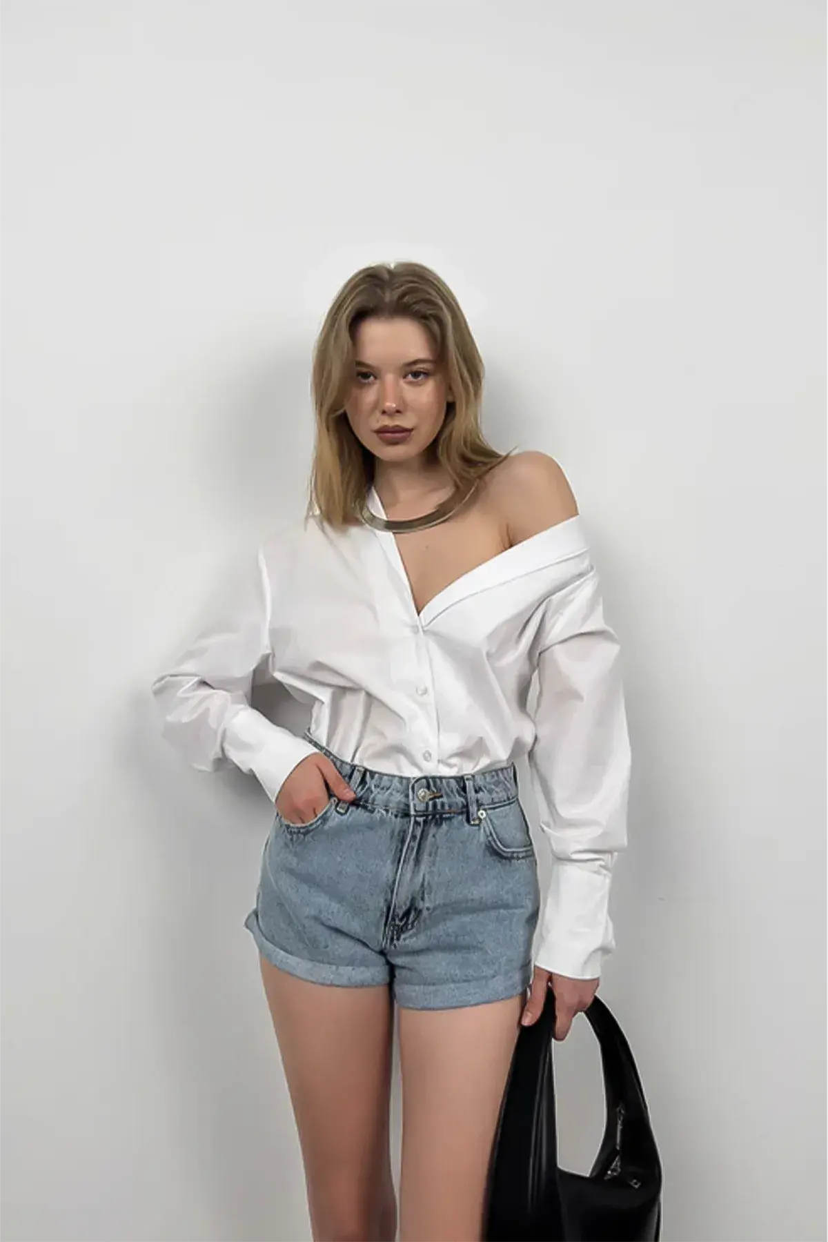 Duble Paça Denim Şort 