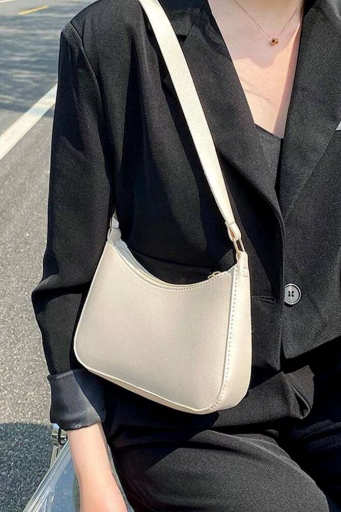 Ekru Renk Baget Çanta - 2