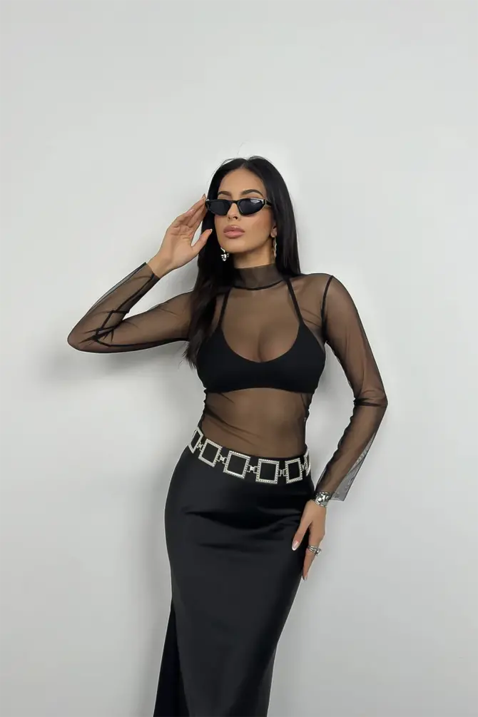 Uzun Kol Tül Bluz - 1